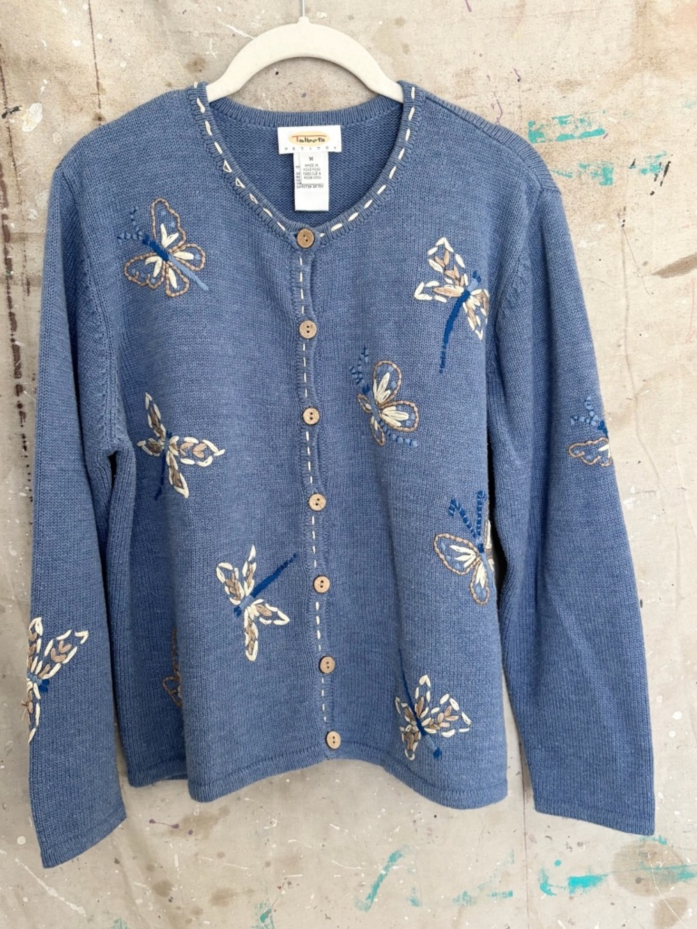 Vintage Talbots Dragonfly Embroidered Cardigan Sweater